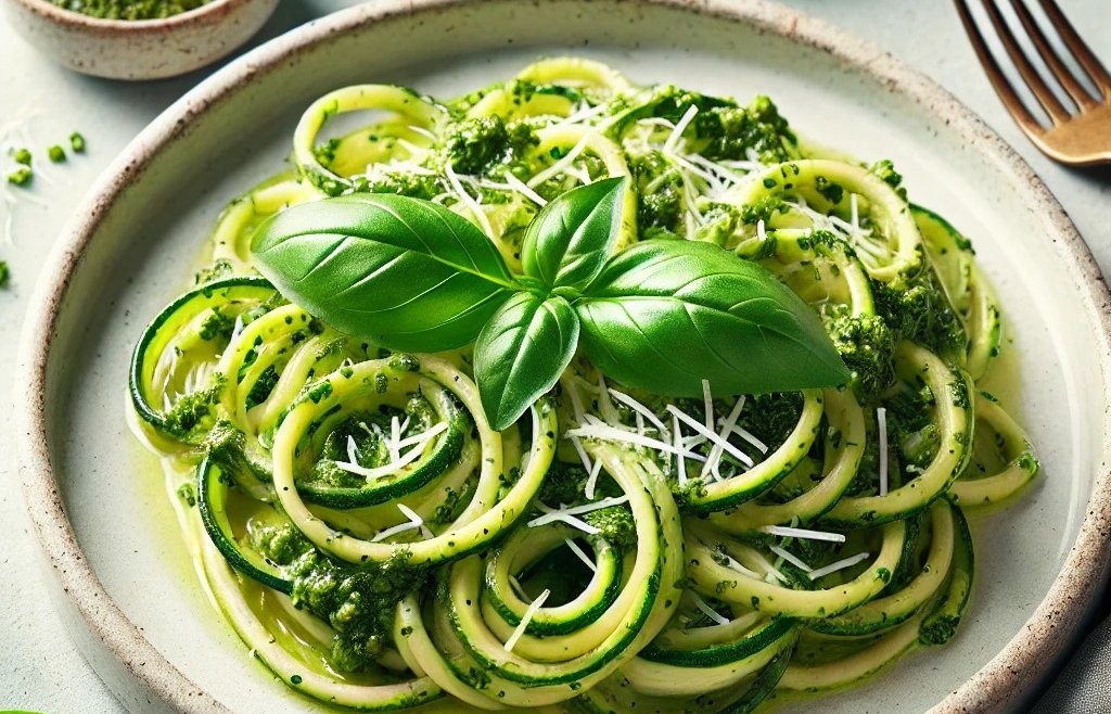 Receita: Macarrão de Abobrinha com Pesto de Manjericão